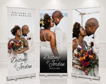Custom Wedding Roll Up Banner, Engagement Banner Retractable Stand, Personalized Event Display