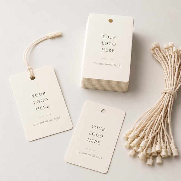 Custom Printed Business Hang Tags, Brand Labels, Boutique Clothing Tags (Logo & Design)