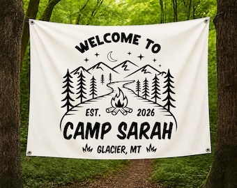 Bachelorette Camp Banner, Camping Sign, Welcome to Camp Banner, Outdoor Party Backdrop