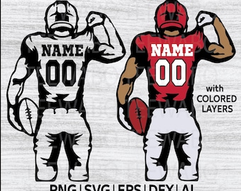 Arquivo SVG personalizado de jogador de futebol, design com camadas de cores (download digital)