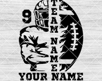 Giocatore di calcio SVG, nome della squadra personalizzato, nome e numero personalizzati, file digitale