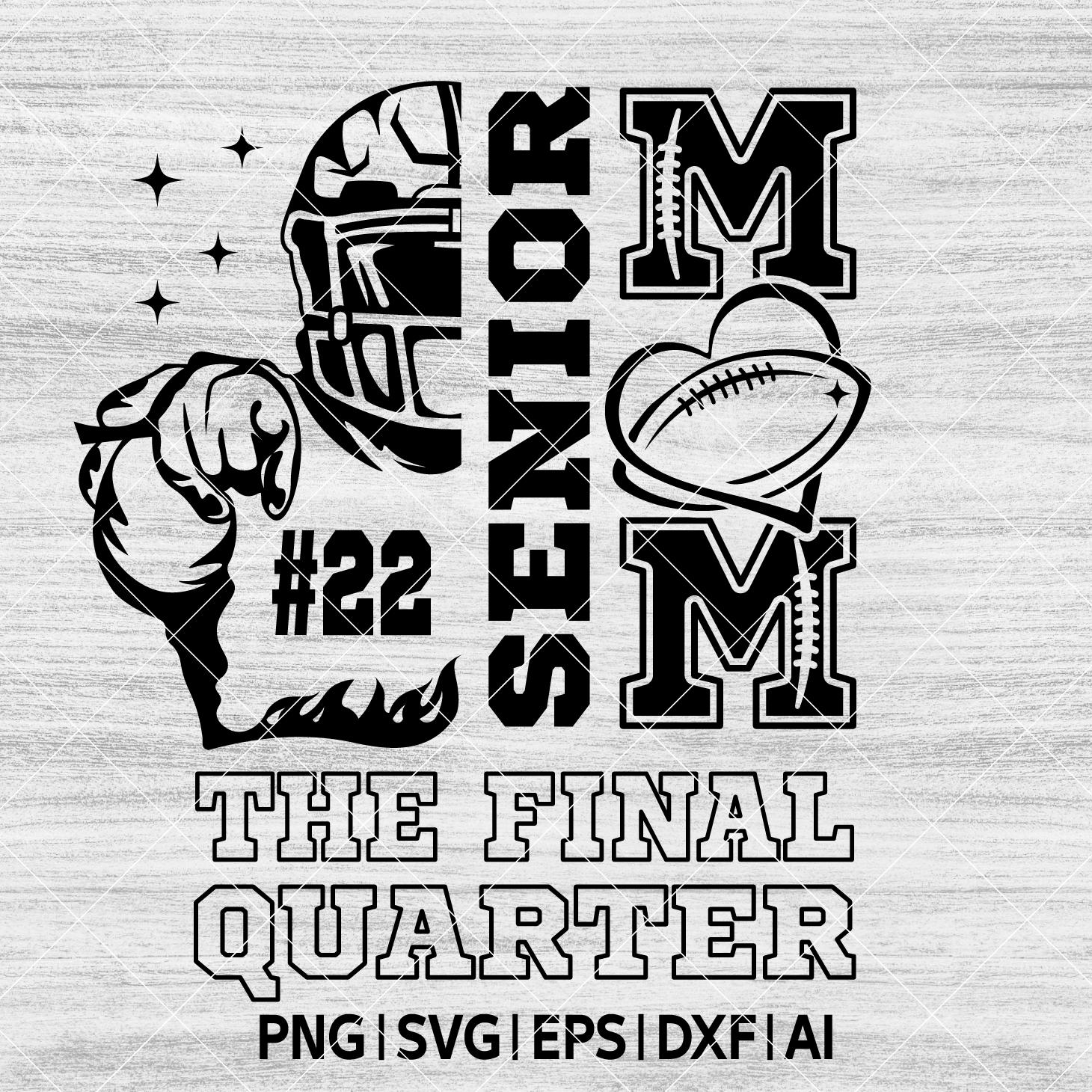 Senior Football Mom SVG | PNG Glitter | Personalized Player Number ...
