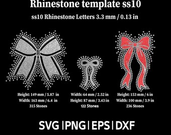 Pacote de modelos SVG de laços de torcida com strass (3 designs), arquivos de strass SS10