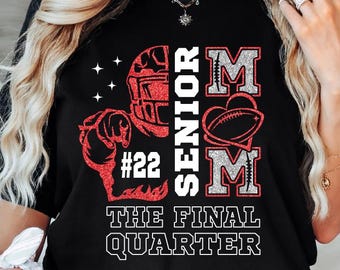 Arquivo SVG | PNG com Glitter Vermelho para Mãe de Jogador de Futebol Americano Sênior | Número do Jogador Personalizado (Download Digital)