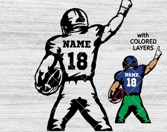 Arquivo SVG personalizado de jogador de futebol, com design de cores em camadas (download digital)