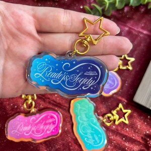 Reader’s Society Bookish Keychain | glitter holographic bookish keychain | blue, pink, purple, green