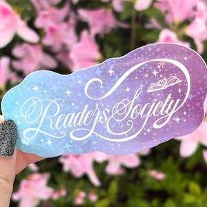 Sticker livre Reader&#39;s Society - Violet | Sticker Kindle inspiré d&#39;un livre en vinyle holographique | Cadeau livresques