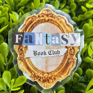 Magnes Klubu Książki Fantasy | Magnes Miłośnika Książek | Prezenty Książkowe | Magnes Wózka z Książkami