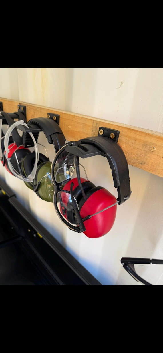 2x-pcs Wall-Mounted Ear Protection & Safety Glasses Holder – Shooting Range Gear Organizer Rack mount
