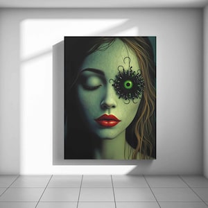 My Left Eye - Unique Surreal Portrait Canvas Art Print  - Unframed