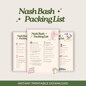 Nash Bash Packing List - Nashville Bachelorette Party - To Do - Checklist - PDF Printable - Organizer - Vacation Planner