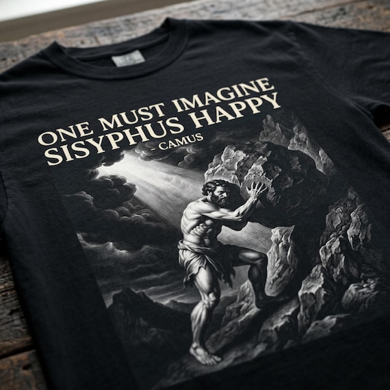 Comfort Colors Sisyphus Happy Shirt, Camus Philosophy Tee, Vintage Greek Mythology Tshirt, Existentialist Gift, Dark Academia Graphic Tee