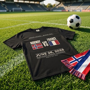 ノルウェー対フランス ワールドカップ2026 シャツ、グループI マッチデーTシャツ、ハーランド・エムバペ サッカーファン、ヴィンテージコンフォートカラーズ ウォッチパーティーギフト