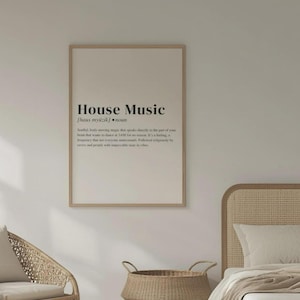 House Music Definition Wall Art | Digital Print | Rave Poster | Minimal Music Decor | EDM Print for Bedroom or Studio| House Music Gift