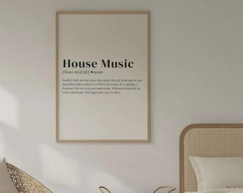 House Music Definition Wall Art | Digital Print | Rave Poster | Minimal Music Decor | EDM Print for Bedroom or Studio| House Music Gift