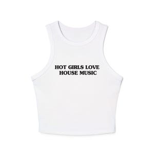 Gorące dziewczyny kochają muzykę house | Top z muzyką house | Strój na festiwal EDM | Strój na rave Y2K | Top na rave | Prezent na rave | Top na rave zdjęcie 5