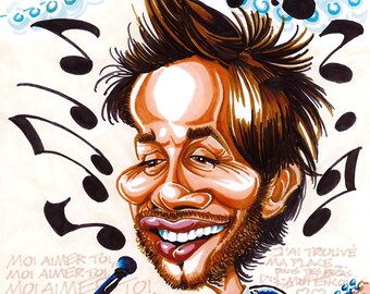 Vianney – Intimate caricature of a bohemian with a guitar