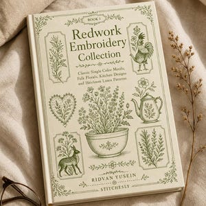 Colección de bordados Redwork, Libro 1 - Libro de patrones de bordado digitales en PDF