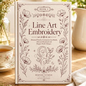 Line Art Broderibok 2 - Digital PDF-broderimönsterbok