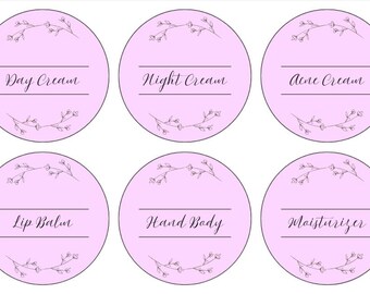 Simple Floral Skin Care Product Circle Label