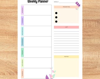 Undated ADHD, ADHD Monthly Planner, Editable Weekly Digital Planner PDF 2025, Tablet Planner, Easy 24 sheets, Instant Download