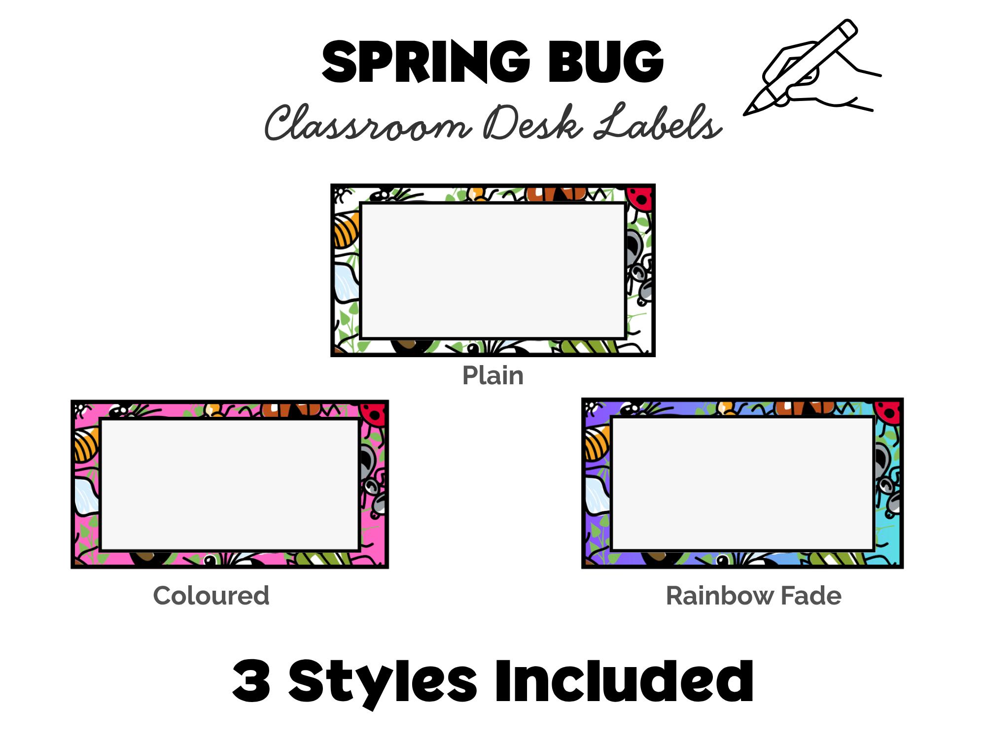 Spring Name Tags | Classroom Desk Plates & Cubby Labels | Bug Theme - Etsy