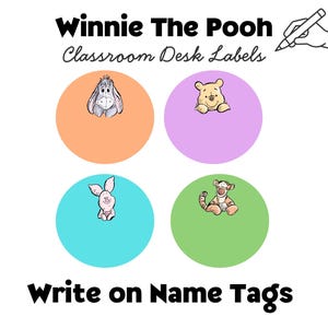 Winnie the Pooh Classroom Name Tags | Hand-Write | Playful & Neutral