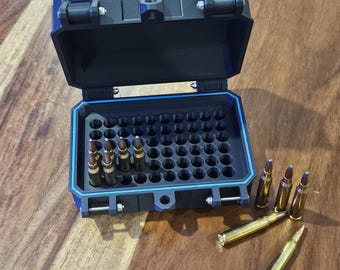 Caja de munición para Remington 223, capacidad para 60 cartuchos, almacenamiento de munición resistente y ligero.