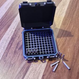 Ammo Box 22 Magnum, 100 Round Capacity, strong and lightweight ammo storage.