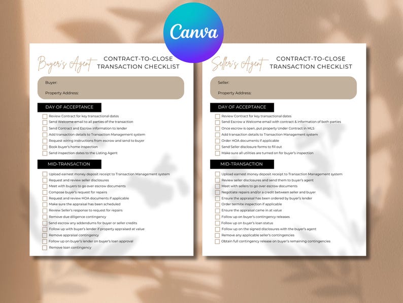 Contract to Close Checklist | Real Estate Transaction Coordinator ...