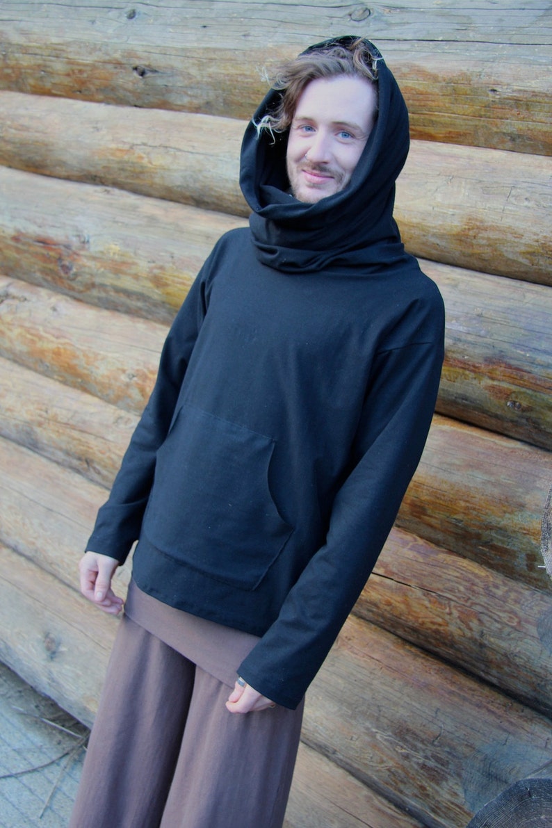 Creature of Habit Mens Cowl Neck Top shirt long sleeve hood Etsy