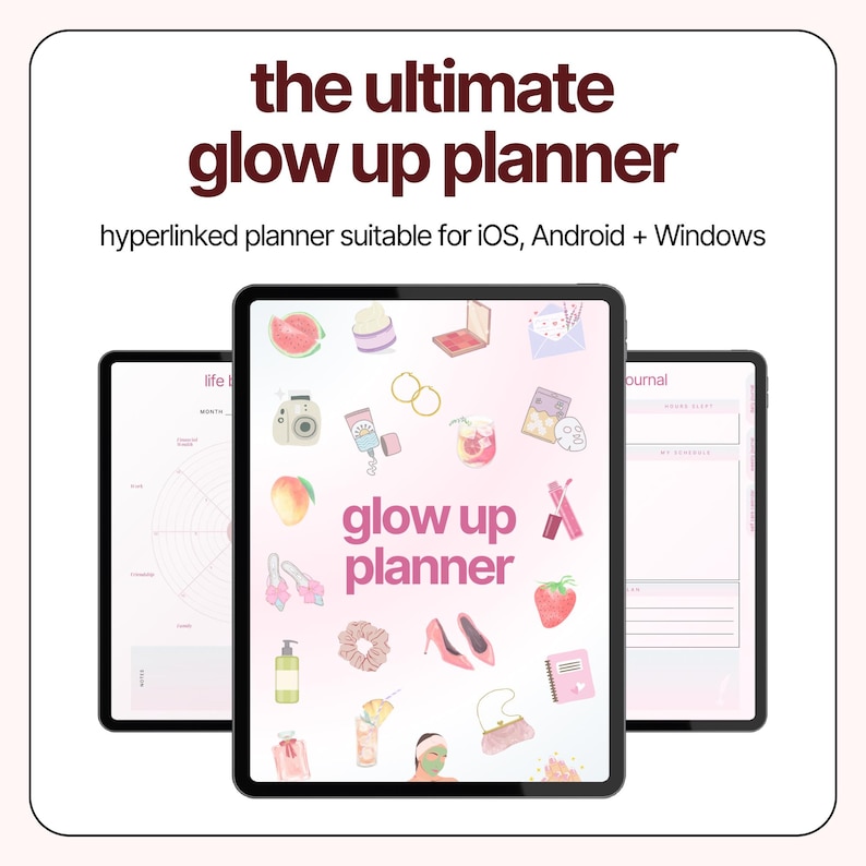 2026 Glow up planner, Healthy Lifestyle Checklists, Master Resell Rights MRR image 1