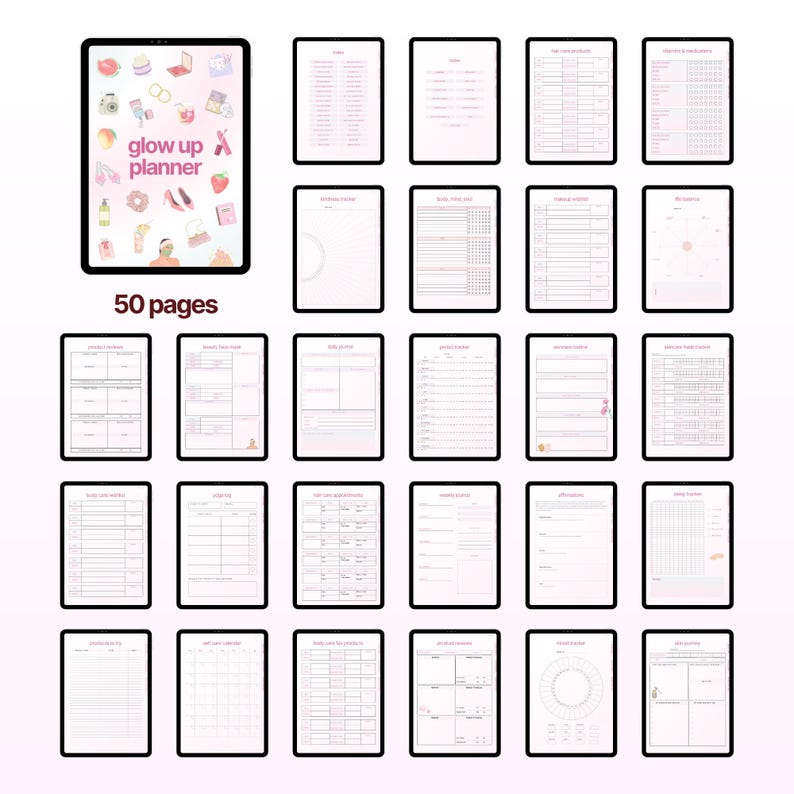 2026 Glow up planner, Healthy Lifestyle Checklists, Master Resell Rights MRR image 3