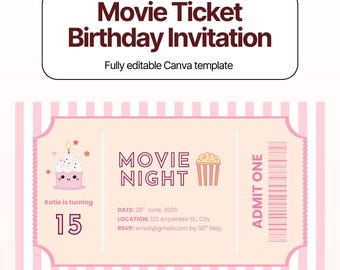 Movie Night Ticket Invitation, Cinema Birthday, Master Resell Rights MRR