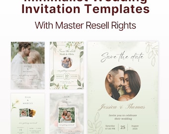 Sage Green Minimalist Wedding Invitations, Master Resell Rights MRR