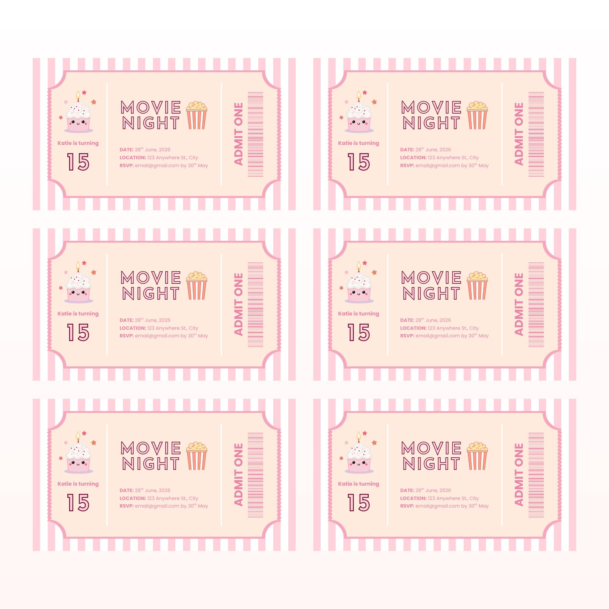 Movie Night Ticket Invitation, Cinema Birthday, Master Resell Rights ...