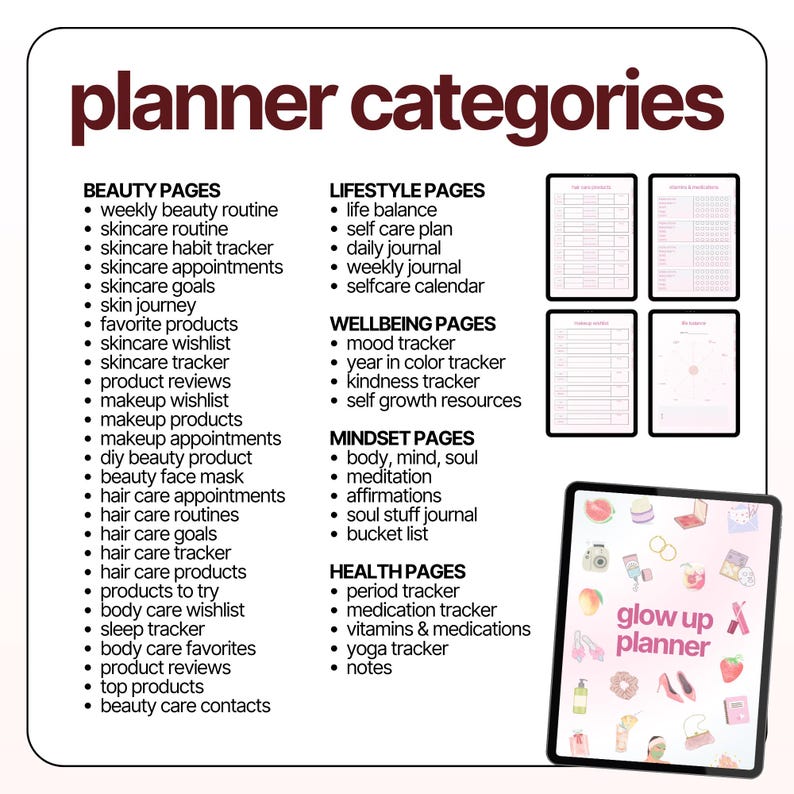 2026 Glow up planner, Healthy Lifestyle Checklists, Master Resell Rights MRR image 2