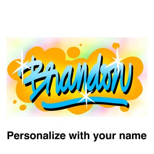 Custom Name Graffiti Art | Personalized Digital Download | Vibrant Orange & Blue Graffiti Style Typography | Modern Wall Art