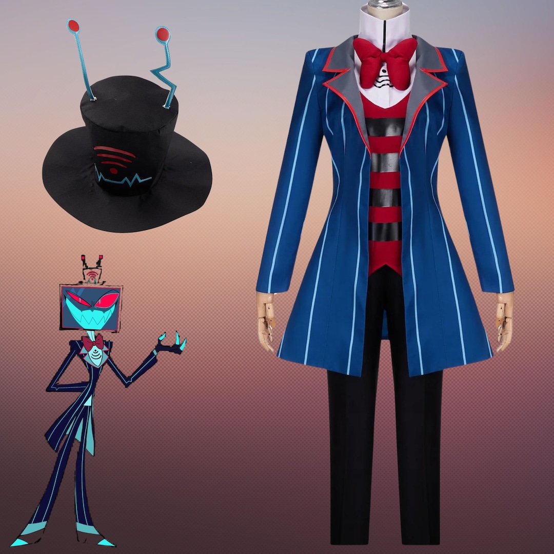 Hazbin Hotel Vox Cosplay Costume the TV Demon Suit Antenna Hat Adult