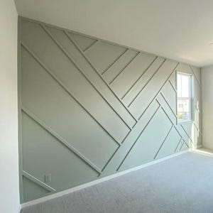 Custom Asymmetrical Wall Molding Design, Digital Download, Blueprints, Cutting List, Accent Wall Plans for Hallway, Living Room