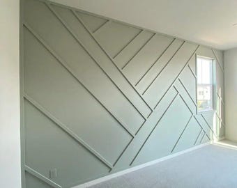 Custom Asymmetrical Wall Molding Moulding Design: Accent Wall Plans (Digital Download)