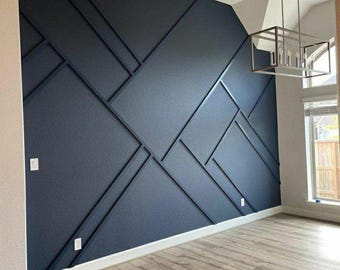 Custom Asymmetrical Wall Molding Design: Accent Wall Plans (Digital Download)