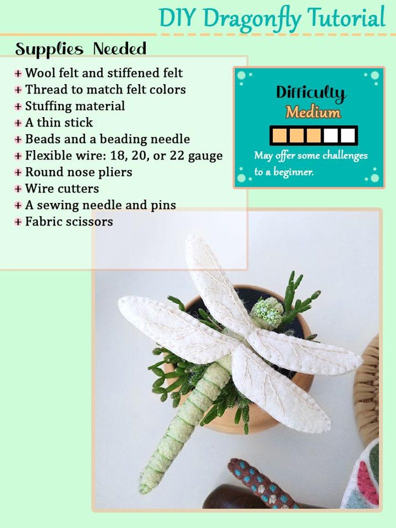 Felt Dragonfly: PDF Tutorial and Pattern Download - Etsy