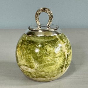 Antique Match Striker Marble And Sterling Silver With Lid And Device