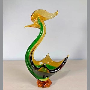 Sommerso Glass Bird Bowl MCM Italian Murano Vintage 1950s