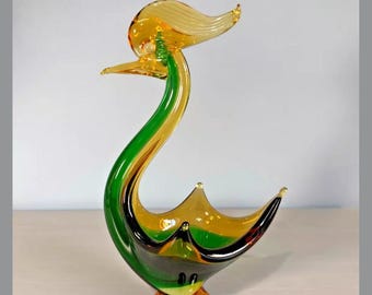 Sommerso Glass Bird Bowl MCM Italian Murano Vintage 1950s