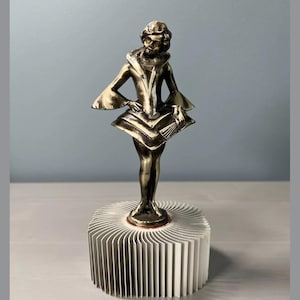 Art Deco British Chromed Bronze Lady Dancer Car Mascot Figurine