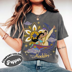 Chemise couleurs confort tapis volant Aladdin et Jasmine Disney des années 90, chemise princesse Disney, chemise Disneyland, chemise Magic Kingdom