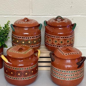 Ollas de Barro Capula, Mexican bean pot. Vintage Mexican clay pot. Mexico slow cooker. Lead free terracotta bean pots.