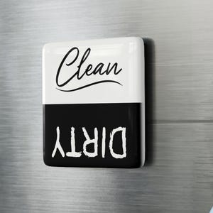 Clean Dirty Dishwasher Magnet: Square Porcelain Kitchen Status Indicator